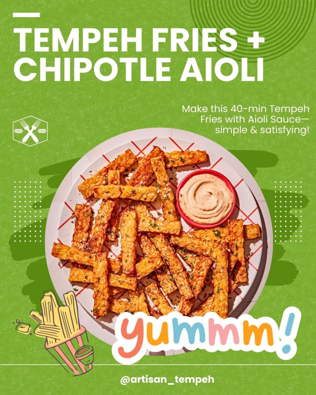 Crispy Tempeh Fries with Spicy Chipotle Aioli: The Ultimate Vegan&nbsp;Snack!